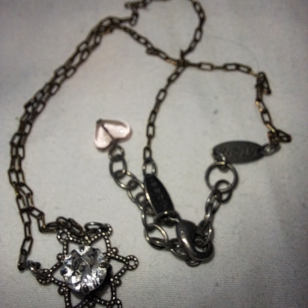 Charming Snowflake Pendant Necklace with Crystal and Pink Detail